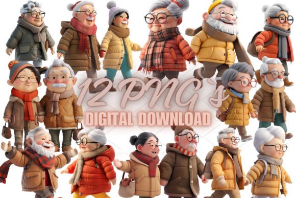 Bringing Warmth to Paper: The Versatility of Cute Grandparents 3D Clipart