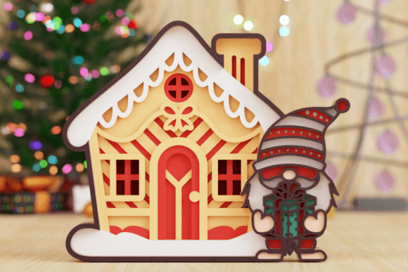 Christmas Gnome with House 3D Multilayer: A Guide to Digital Papercut Art