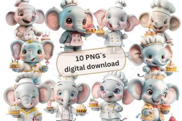 Cook Elephant 3D Clipart PNG 4S-13 Guide