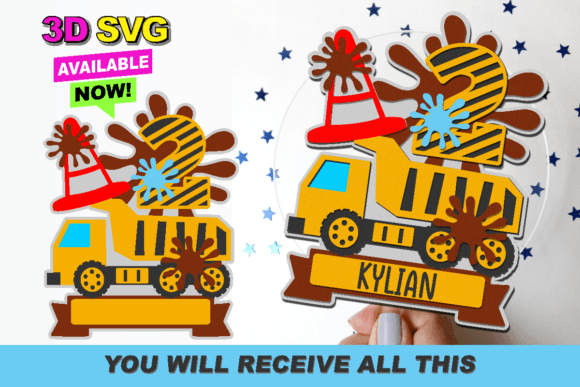 Dump Truck Cake Topper 3D SVG Guide