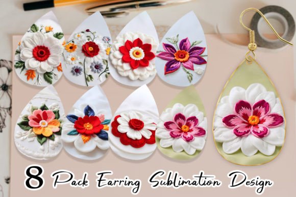 Earring 3D Flower Embroidered: Elevating Digital Craft with Sublimation Precision