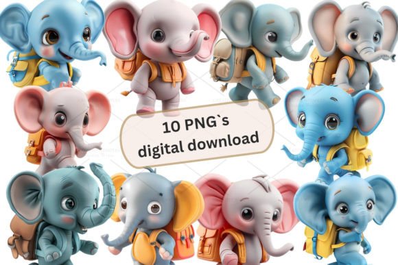 Elephant Hiking 3d Clipart, PNG 4S-11: Elevating Digital and Physical Crafts with High-Resolution Design
