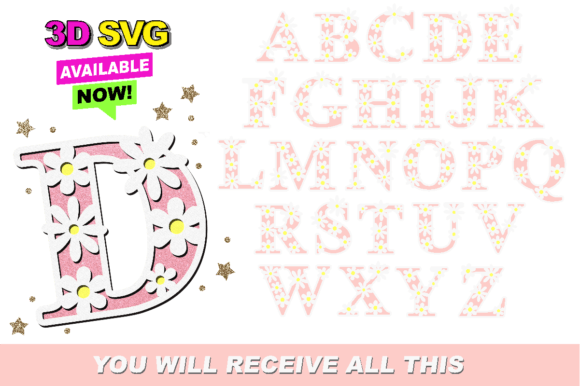 Elevate Designs with Daisy Alphabet 3D SVG