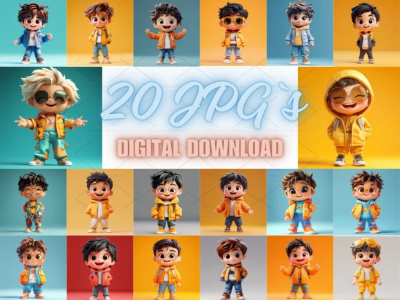 Evaluating 3D Fashion Boy Clipart, JPG 9S-5 for Creative Projects