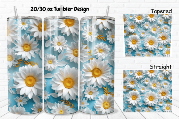Evaluating the 3D Daisies Tumbler Wrap Sublimation PNG for Custom Projects