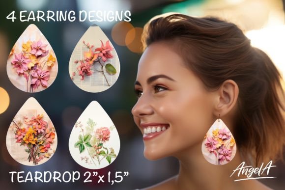 Flower Sublimation Teardrop Earrings