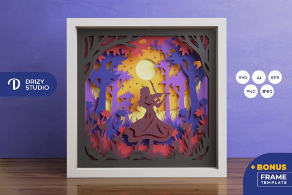 Girl Playing Violin 3D Shadow Box Guide