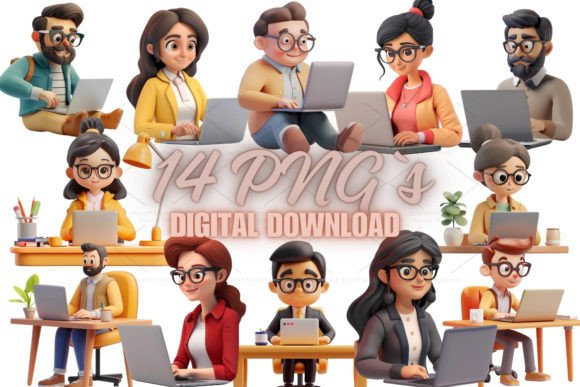 Office People 3D PNG 4S-26 Bundle