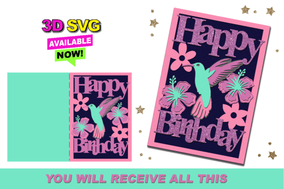 Strategic Crafting: Leveraging the Happy Birthday Hummingbird Card 3D SVG for Brand and Personal Impact