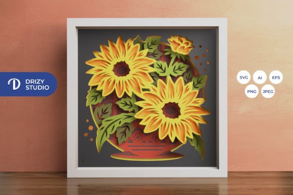 Sunflower Bouquet 3D Shadow Box